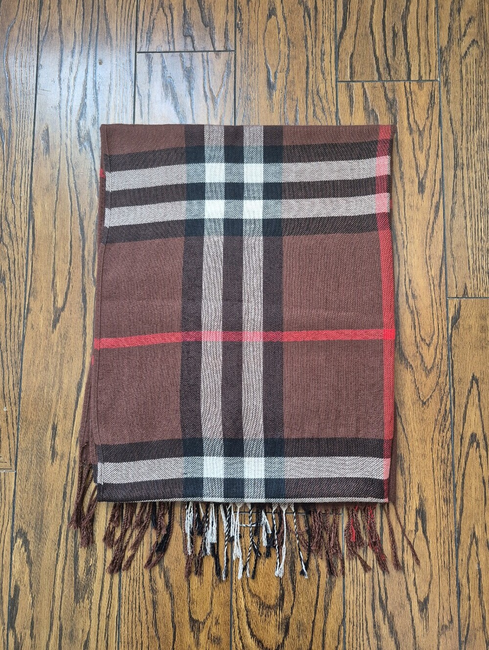 Scarf - Plaid Brown / Red / White